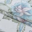 Ткани кисея - Тюль кисея Авади цветы синие с утяжелителем