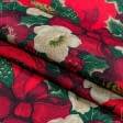 Ткани для штор - Декоративная новогодняя ткань Рождественник фон красный (аналог 107030)