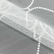 Тканини гардинні тканини - Тюль сітка вишивка  Ромби Марокко біла з фестоном