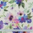 Ткани для сумок - Декоративный  джут керсен/kersen цветы синий,фиолет  сток