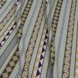 Тканини етно тканини - Жакард Айрін смуга-орнамент бежевий, бордовий, жовтий