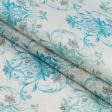 Тканини мішковина - Декоративна тканина джут Кайнарі вензель блакитний сток
