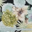 Ткани портьерные ткани - Жаккард-принт Жани цветы фиолет фон черный