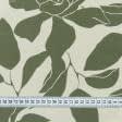 Тканини для суконь - Штапель Фалма принт оливкові квіти на світло-бежевому