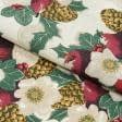 Тканини для дому - Новорічна тканина лонета Різдвяник фон бежевий