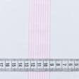 Тканини для декору - Репсова стрічка Тера смуга дрібна біла, рожева 33 мм