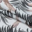 Тканини портьєрні тканини - Декоративна тканина лонета Фенікс листя т.сірий,коричневий