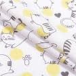 Тканини для дитячої постільної білизни - Бязь ТКЧ набивна дитяча коти жовтий