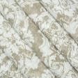 Ткани хлопок смесовой - Декоратвиная ткань панама Алхамбре вензель св.серый фон оливка серый