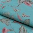 Ткани портьерные ткани - Декоративная ткань панама Артико ипомея св.коралловый фон лазурь
