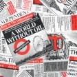 Ткани хлопок смесовой - Декоративная ткань лонета Британские новости красно-черный