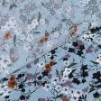 Тканини для спідниць - Штапель Фалма принт біло-руді квіти на сіро-блакитному