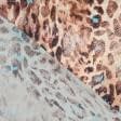 Тканини для сорочок і піжам - Атлас шовк стрейч леопард світло-коричневий