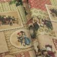 Тканини всі тканини - Новорічна тканина Різдвяні листівки бежевий, бордовий