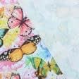 Ткани хлопок смесовой - Декоративная ткань лонета Бабочки фон молочный