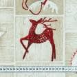 Ткани для декоративных подушек - Декоративная новогодняя ткань сердечки,олени