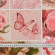 Тканини бавовна - Тканина рушникова вафельна набивна троянди рожевий