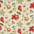 Ткани портьерные ткани - Декоративная ткань Камилла /CAMILLA цветы красный, фон крем