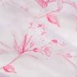 Ткани для драпировки стен и потолков - Тюль органза выжиг Веточки цветов розовая