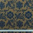 Ткани для декоративных подушек - Декор-гобелен  манила  цветы синий,старое золото