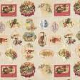 Тканини всі тканини - Новорічна тканина лонета Листівки бежевий