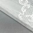 Ткани сетка - Тюль сетка вышивка Лийс белая  с фестоном