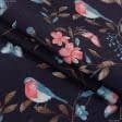 Ткани для скрапбукинга - Декоративная ткань лонета Зорал снегири т.синий