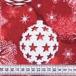Ткани для дома - Сет сервировочный  Новогодний / Елочные игрушки фон красный 32х44  см  (173304)