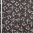 Тканини портьєрні тканини - Декоративна тканина Луна квіточки, горошки фон коричневий