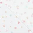 Ткани гардинные ткани - Тюль кисея Сердечки цветные  цвет молочний с утяжелителем