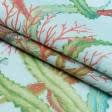 Ткани хлопок смесовой - Декоративная ткань лонета Коралы голубой
