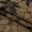 Тканини для декоративних подушок - Декор-гобелен Квіти старе золото,коричневий