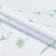 Ткани хлопок - Бязь ТКЧ набивная васильки светло зеленые на белом фоне
