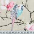 Ткани для дома - Декоративная ткань лонета Магнолия, попугаи фон беж