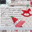 Ткани для дома - Сет сервировочный  Новогодний / Коллаж, открытки, красный, серый 32х44 см  (173581)