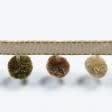 Тканини тасьма - Тасьма репсова з помпонами Ірма колір оливка, беж 20 мм
