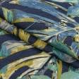 Ткани для портьер - Декоративная ткань лонета Албус / ALBUS монстера синий