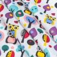 Ткани для детской одежды - Экокоттон совы фиолет, синий, розовый