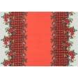 Ткани для пэчворка - Декоративная новогодняя ткань лонета Пуансетия купон красный