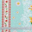 Ткани для полотенец - Ткань полотенечная вафельная набивная весение цветы бирюзовый