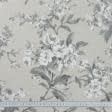 Тканини портьєрні тканини - Декоративна тканина панама Роксі квіти сірі