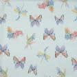 Тканини бавовна - Декоративна тканина Метелики, птахи фон сірий