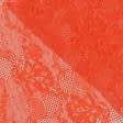 Тканини для блузок - Гіпюр стрейч квіти на сітці червоно-помаранчевий