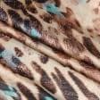 Тканини для сорочок і піжам - Атлас шовк стрейч леопард світло-коричневий