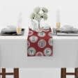 Тканини для дому - Ранер для сервірування столу Новорічний / Листівки в кулі, червоний фон 150х40 см  (173575)