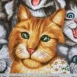 Ткани вафельная - Ткань полотенечная вафельная набивная смешные коты
