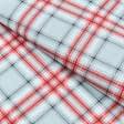 Тканини новорічні тканини - Новорічна тканина лонета Клітинка сірий, червоний