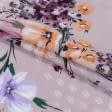Тканини для хусток та бандан - Платтяний жоржет весняні квіти фрезовий/помаранчевий/малиновий