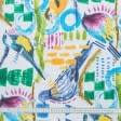 Ткани для декора - Декоративная ткань  лонета канарио/canarios  птички мультиколор