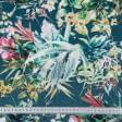 Тканини портьєрні тканини - Декоративний велюр Бутрус квіти листя фон смарагд